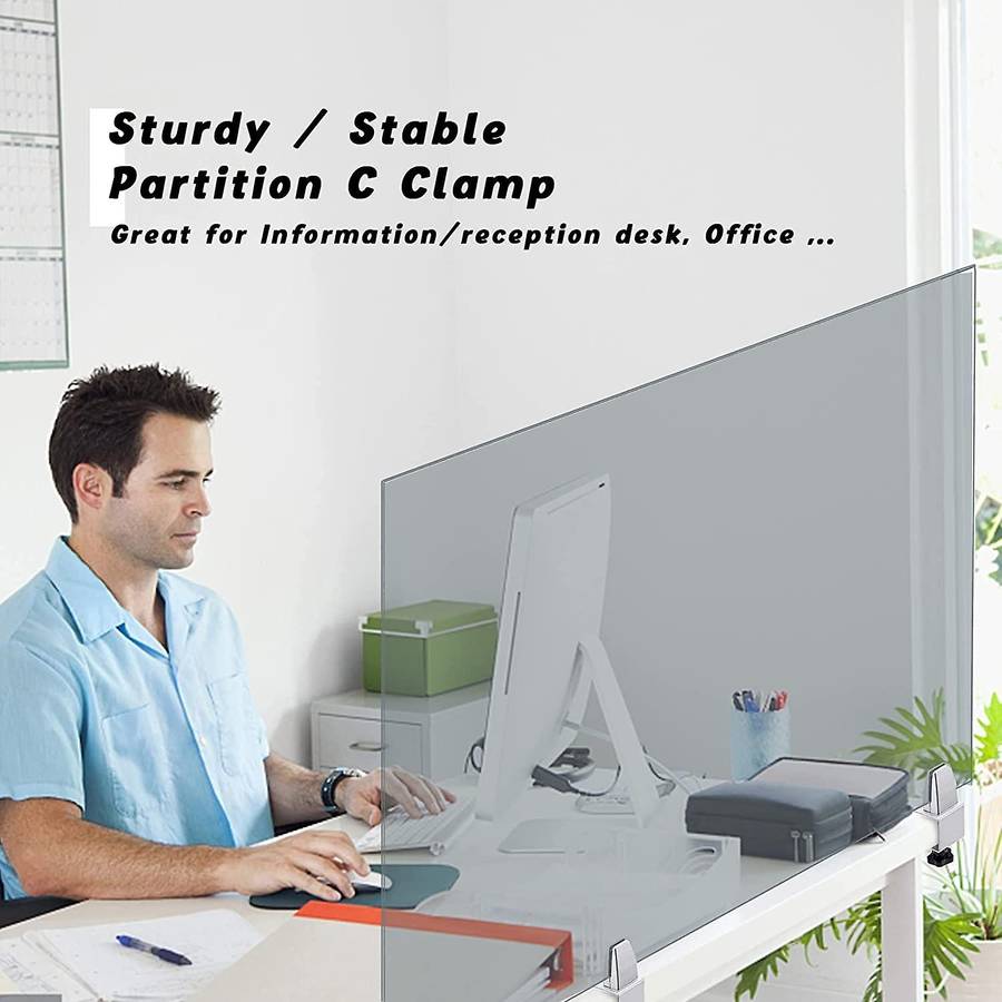 4 Pcs Office Desk Divider Clamp Privacy Screen Holder Bracket Screen Baffle Clamp Partition for Tabl