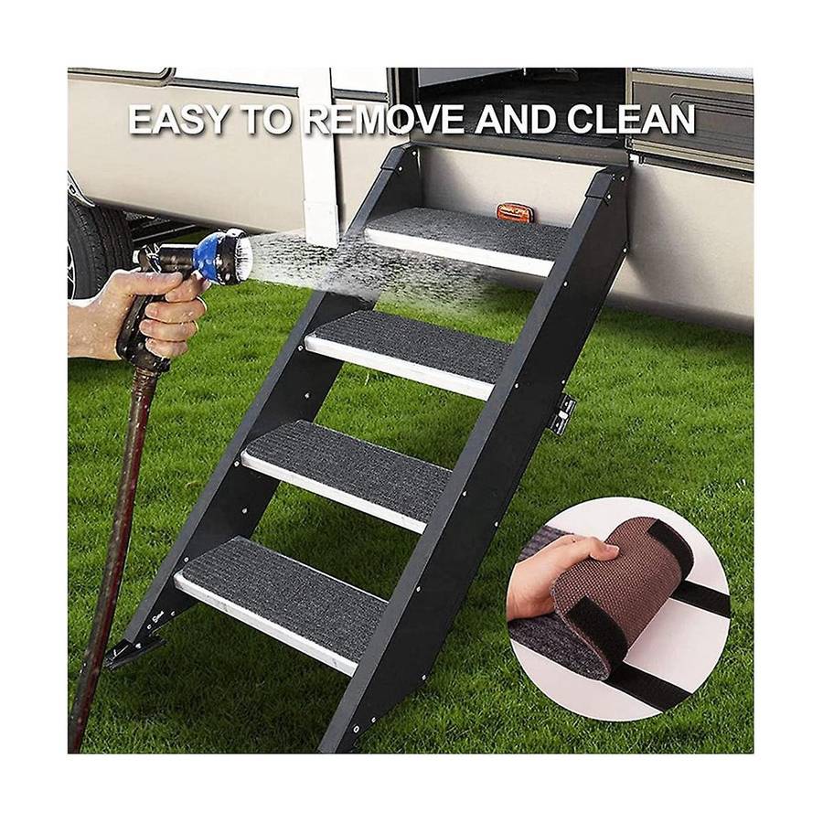 4 Pcs Rv Step Covers Rug 24 X 7.5 Inch Adhesive Rv Stair Covers Mobile Home Step Mats for , Step