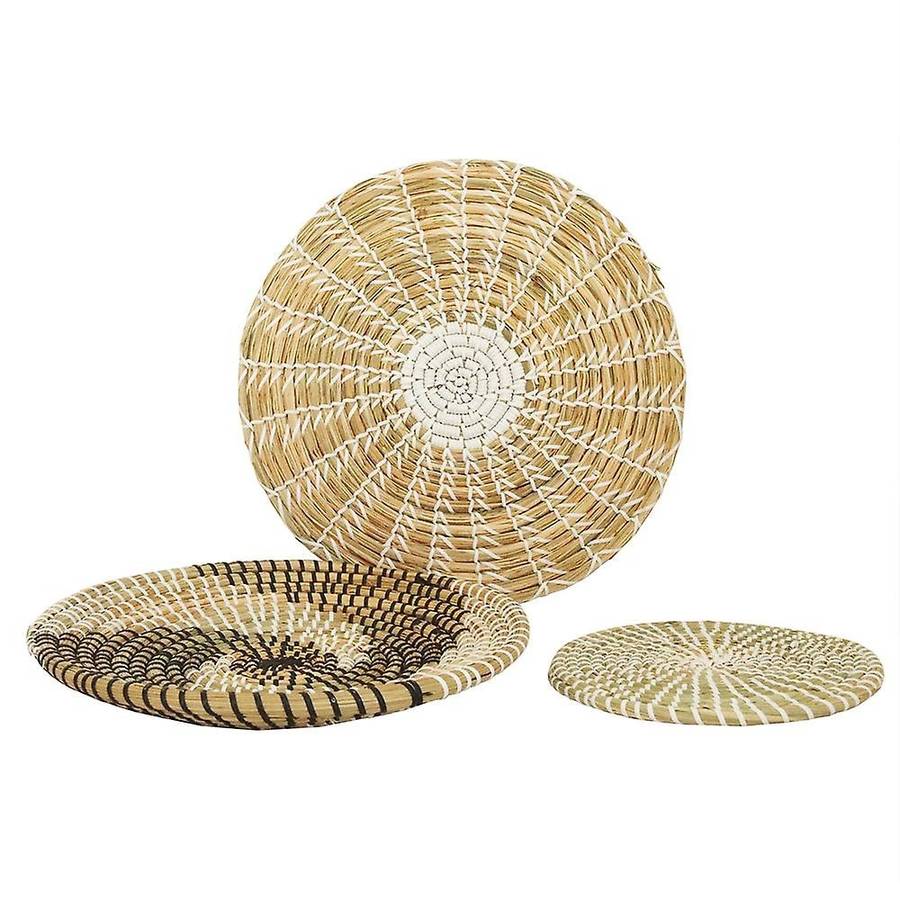 4 Pcs Wall Basket Decor Boho of Hanging Woven Wall Basket From Seaweed with Rustic Design, Unique Ba