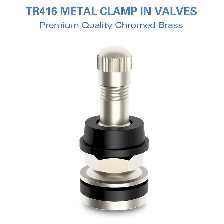 4 Pcs TR416 Metal Valve Stems Outer Mount Fits .453 & .625Inch Rim Holes Long 1 1/2Inch , Silver