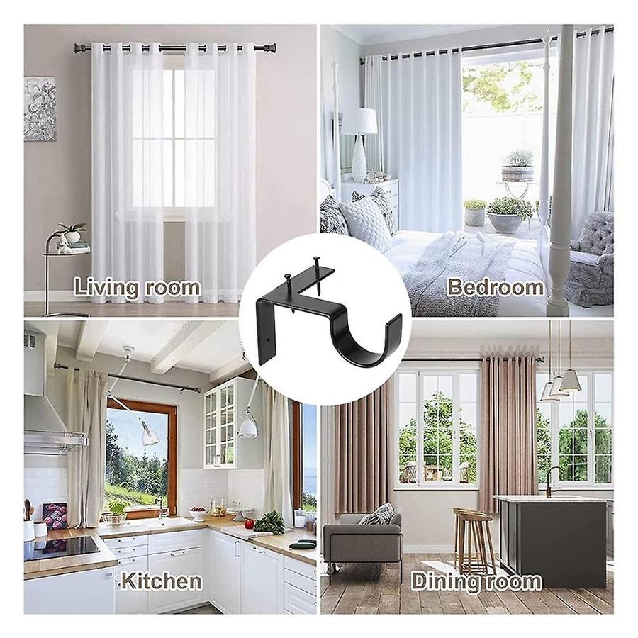 4 Pieces Bracket Hanging Curtain Rod Bracket Single Hook Right Side Window Frame Decoration for Liv