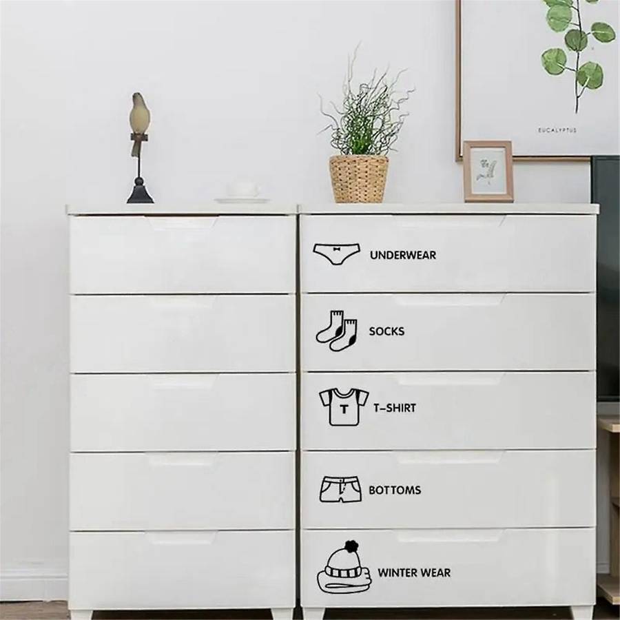 4 Set of Clothes Stickers Home Decor Wardrobe Sticker Decal Bedroom Art Sticker,Each Set Has 7 Piece