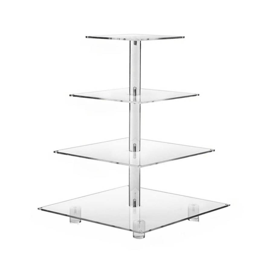 4 Tier Acrylic Cupcake Stand,square Cupcake Display Stand for Birthday, Baby Shower, Tea Party and W