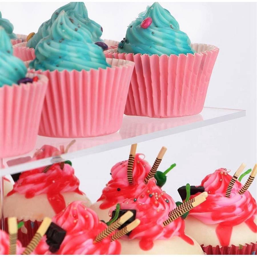 4 Tier Acrylic Cupcake Stand,square Cupcake Display Stand for Birthday, Baby Shower, Tea Party and W