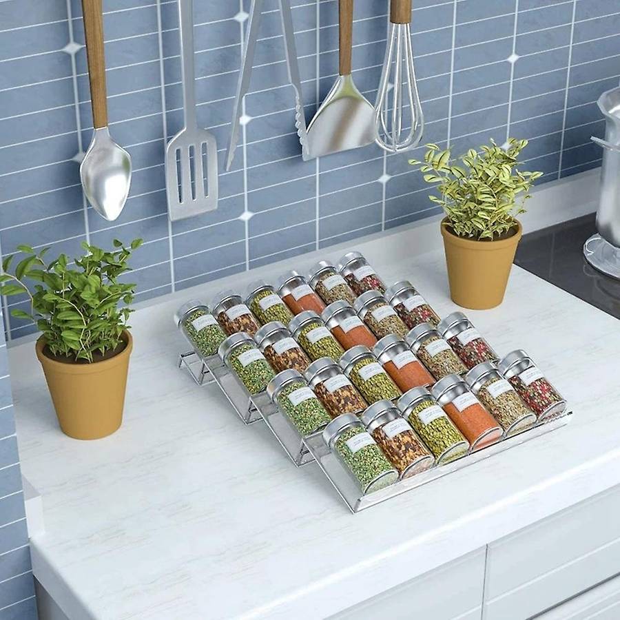 4 Tier Spice Drawer Organizer Seasoning Bottle Storage Rack Under Desk Drawer Hidden Kitchen Supplie