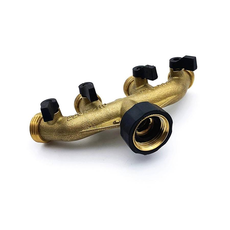 4 Way Hose Splitter Heavy Duty Brass Garden Hose Splitter for 3/4In Hose Connector Brass Garden Hos