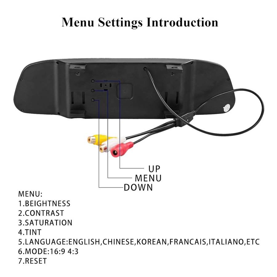 4.3 Inch Car Tft Lcd Mirror Monitor Wireless Reverse Car Rear View Backup Camera Kit (Black)