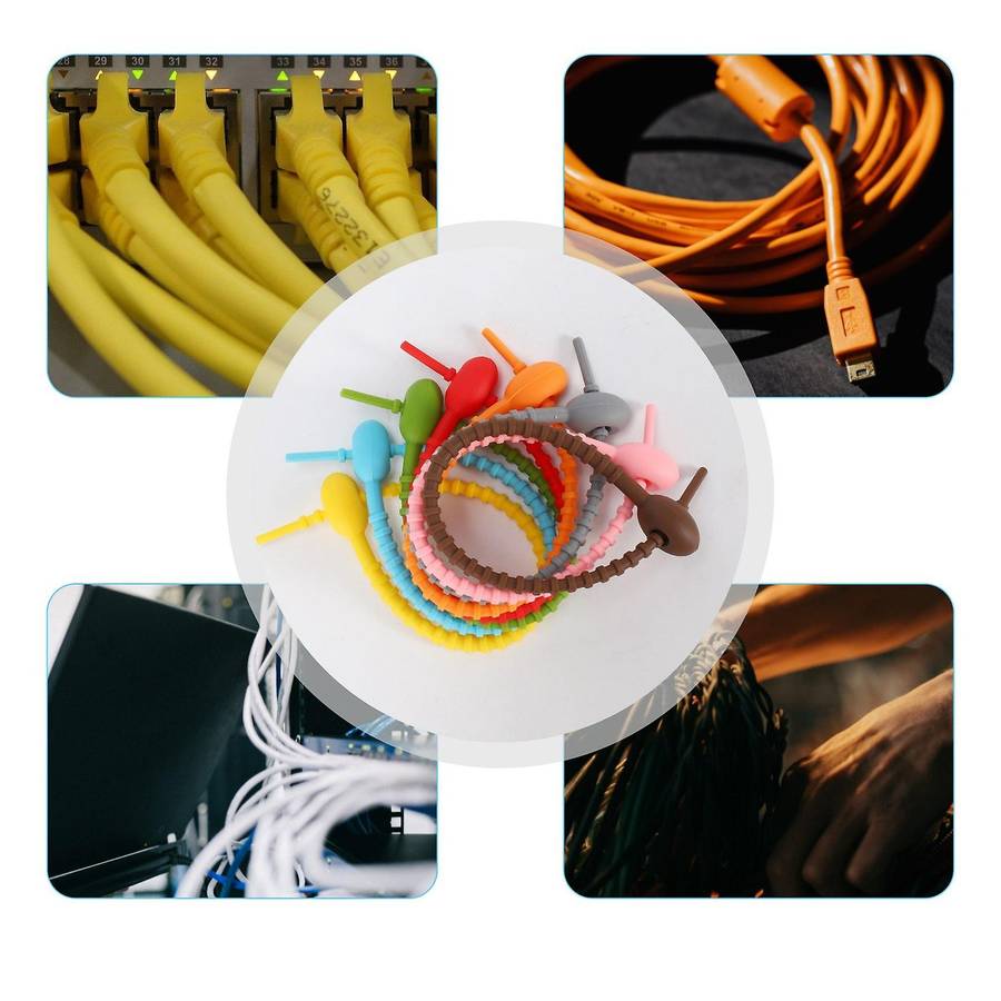 40Pcs Colorful Silicone Ties Bag ,Cable Straps, Bread Tie, Reusable Rubber Twist Tie, All-Purpose Si