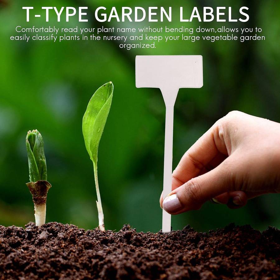 40Pcs Outdoor Plant Label,Waterproof Plastic Plant T-Type Tags, Durable Nursery Garden Markers,Perfe