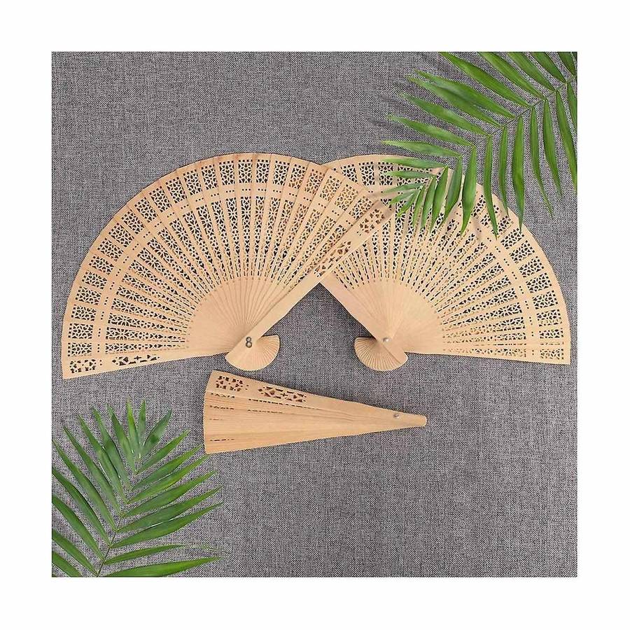 40pcs Wooden Hand Fans,8 Inch Foldable Wedding Hand Fans with Engraving,perfect for Birthdays,home D