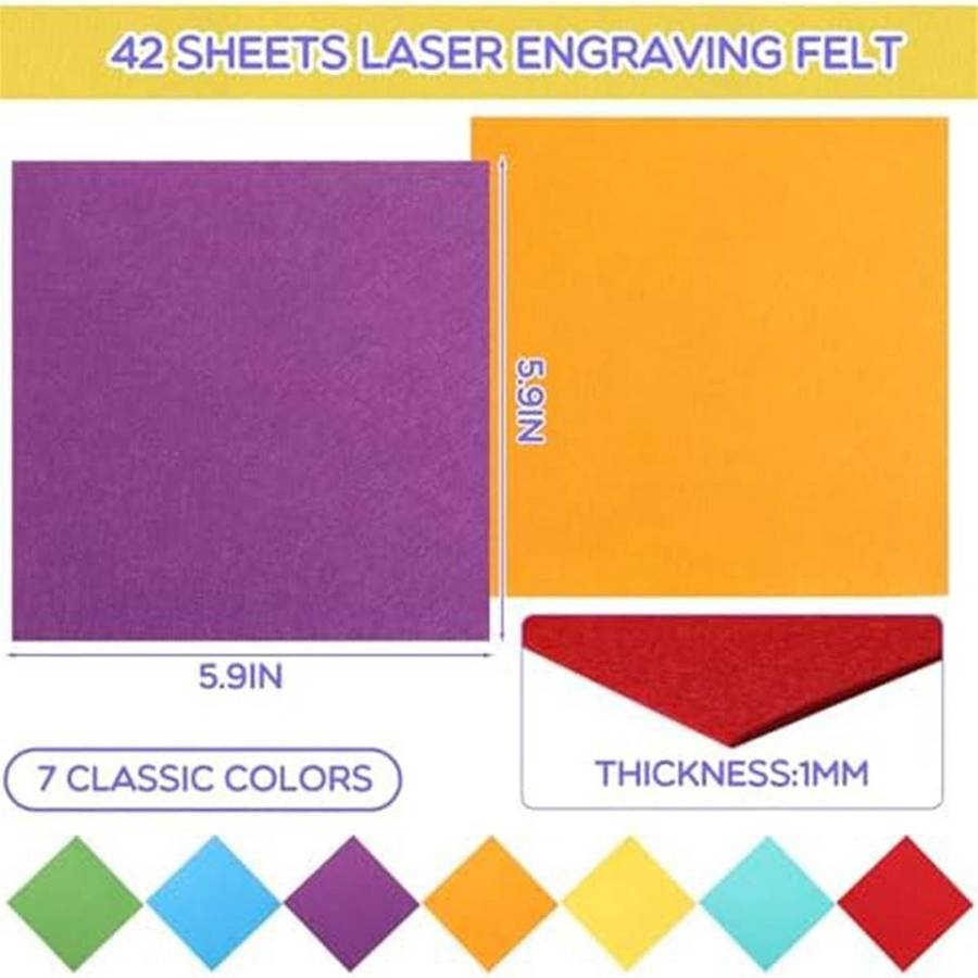 42 Sheets Of Laser Engraved Materials Laser Engraved Felt Sheets for Laser Engraving,cutting, Diy En