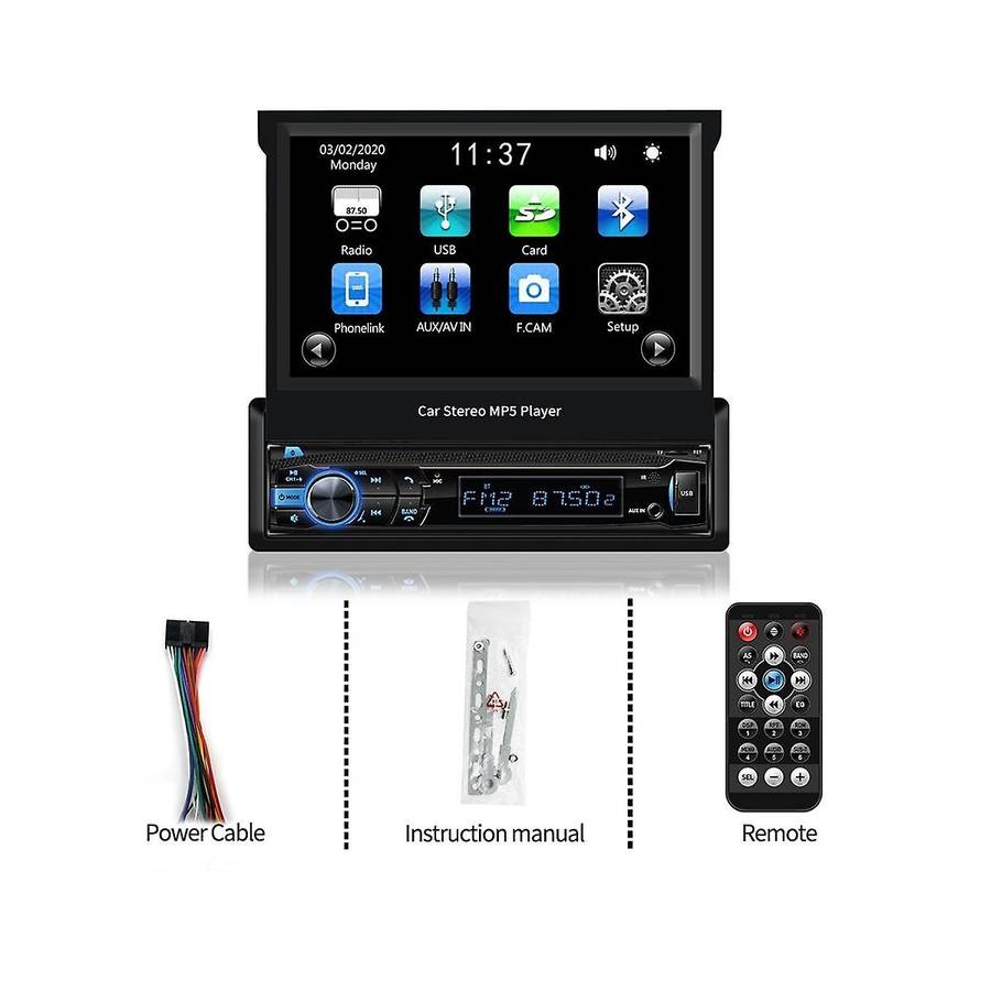 4-channel 45w Car Radio Car Mp5 Player Bluetooth Radio Multimedia Player with 7-inch Retractable Tou