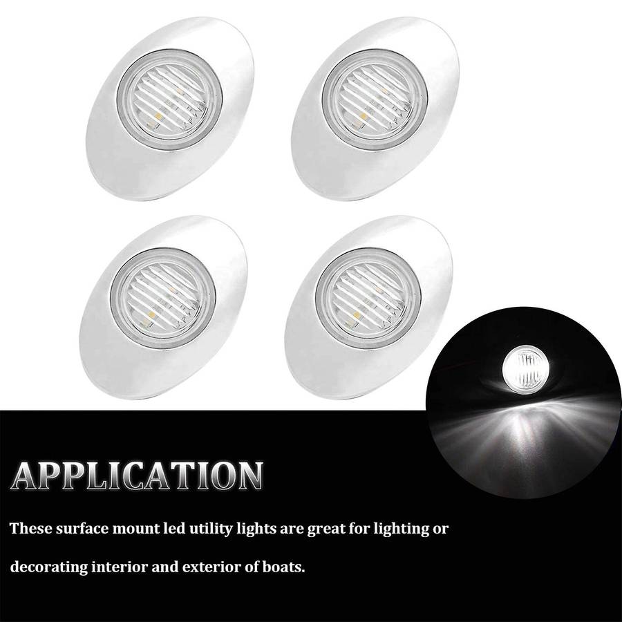 4PCS 3Inch Oval LED Boat Light Transom Stern Deck Cockpit Navigation Marine Lights Waterproof for 12