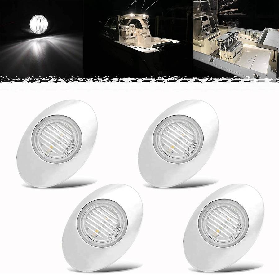 4PCS 3Inch Oval LED Boat Light Transom Stern Deck Cockpit Navigation Marine Lights Waterproof for 12