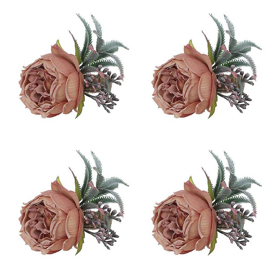 4pcs Artificial Flower Napkin Ring Flower Towel Napkin Buckle Holder Napkin Buckle Party Table Deco