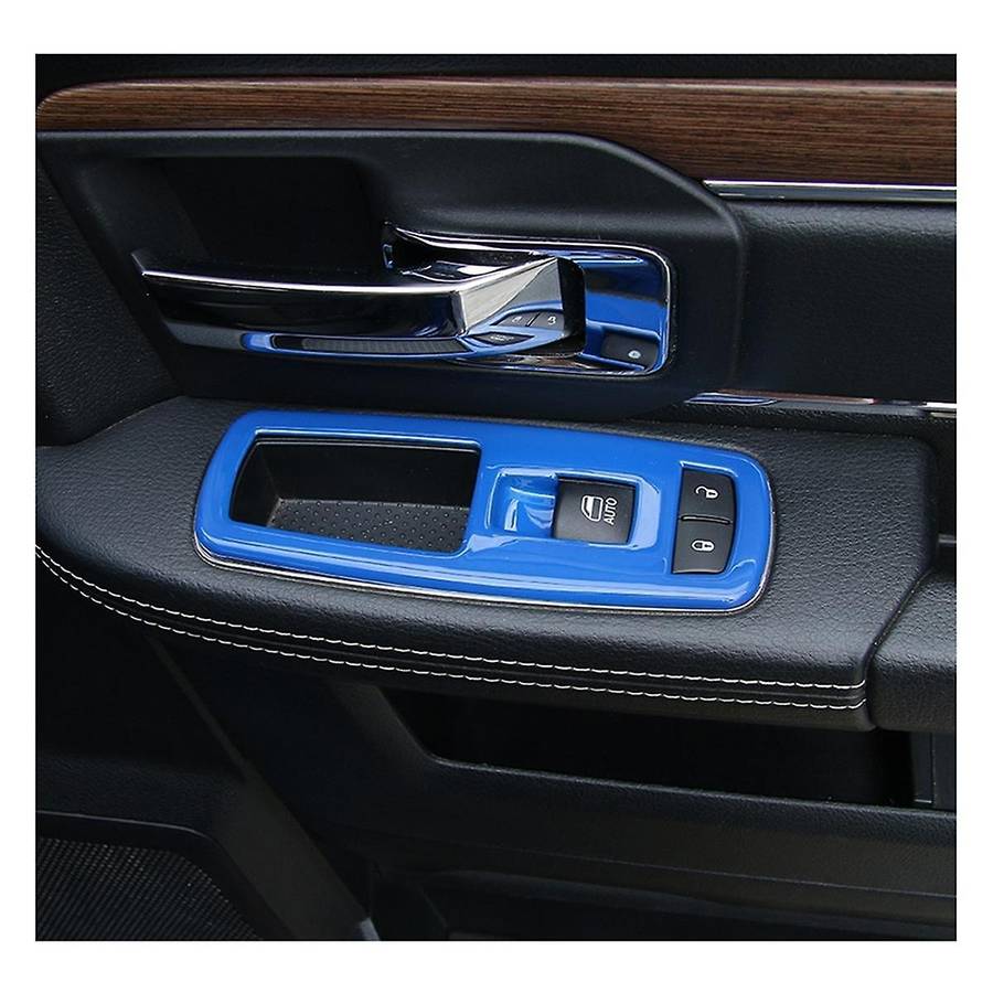 4pcs Blue Car Inner Window Lift Trim Switch Panel Cover for Ram 2010-2017/charger Durango 2011-2021