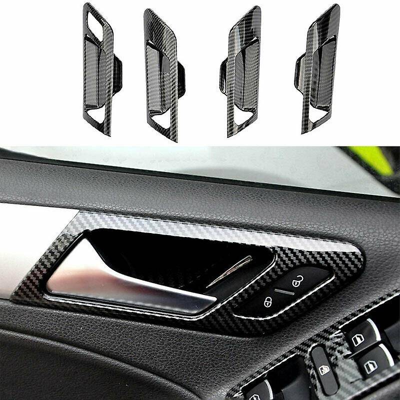 4Pcs Car Interior Door Handle Bowl Trim for Golf MK6 2010-2013 Carbon Fiber