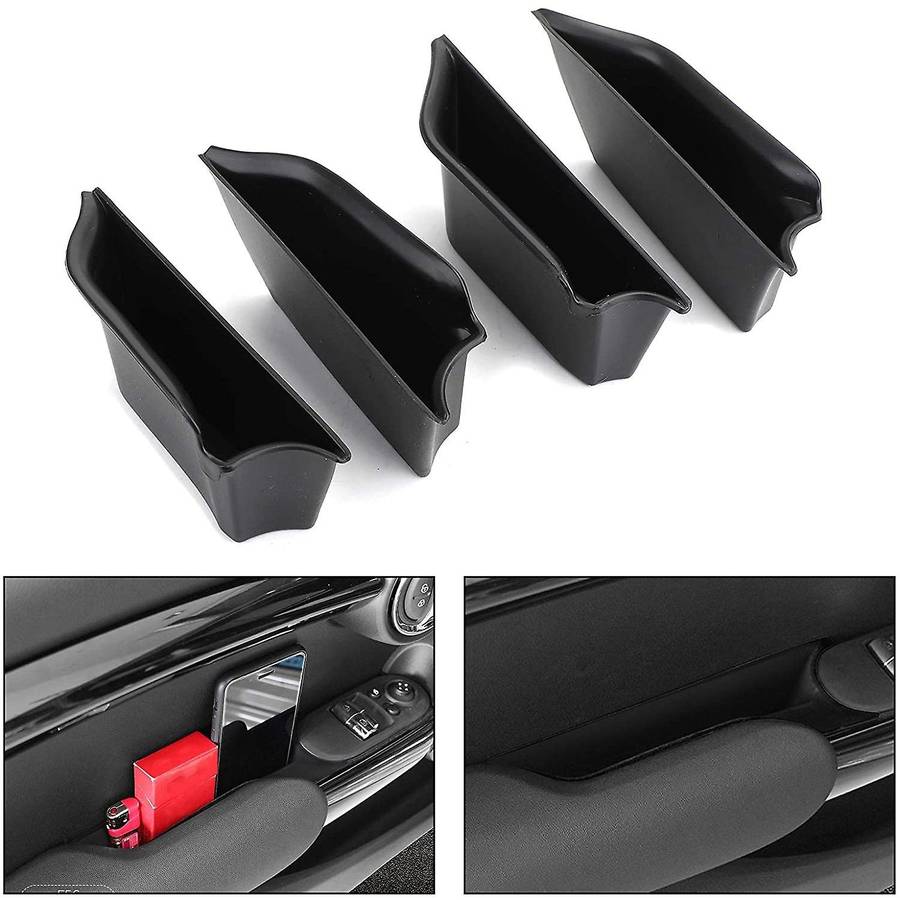 4PCS Car Side Door Handle Armrest Storage Box Case Fit for F55 Door Phone Container Organizer ABS Tr