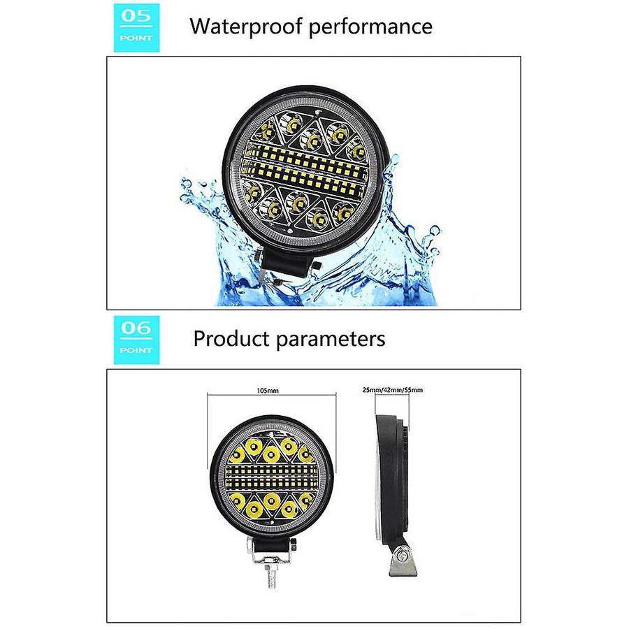 4PCS Car Work Light 9-30V 102W LED Round Spotlight Car Headlight for SUV ATV Off-Road Super Bright D