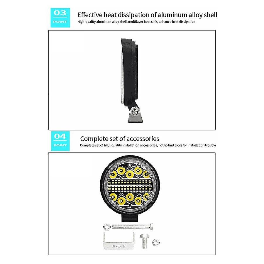 4PCS Car Work Light 9-30V 102W LED Round Spotlight Car Headlight for SUV ATV Off-Road Super Bright D