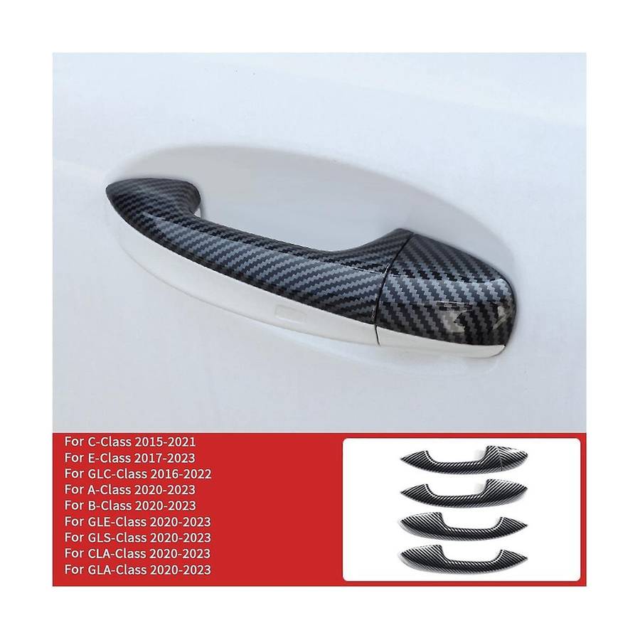 4Pcs Exterior Door Handle Trim Cover Stickers for C/ E/GLC// //GLS/CLA/GLA-Class Carbon Fiber