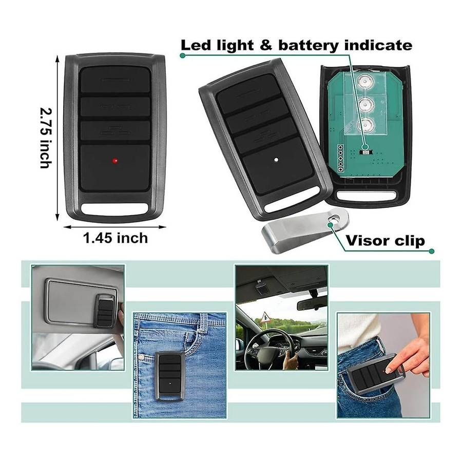 4Pcs Garage Door Remote Compatible with O3T-BX O3T-A 315/390MHZSeek,Dual Frequency Universal Garage