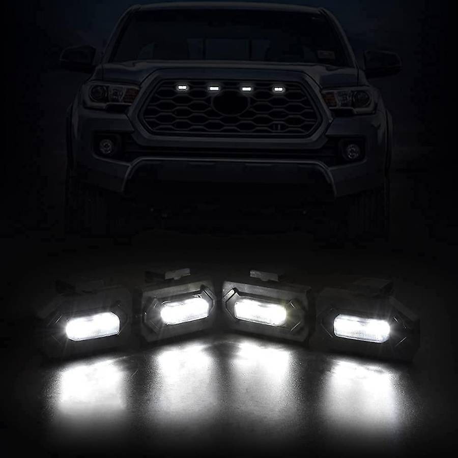 4PCS LED Front Grill Lights Compatible Toyota Tacoma Raptor TRD,Yellow Light
