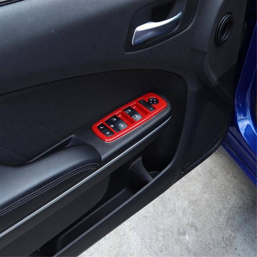 4pcs Red Car Inner Window Lift Trim Switch Panel Cover for Ram 2010-2017/charger Durango 2011-2021