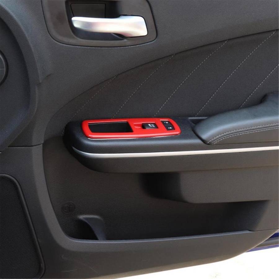 4pcs Red Car Inner Window Lift Trim Switch Panel Cover for Ram 2010-2017/charger Durango 2011-2021