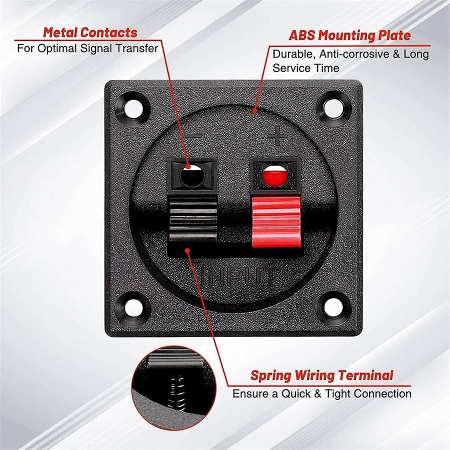 4PCS Speaker Box Terminal Cup, Spring Square Subwoofer Box Terminal Binding Post Connector for DIY