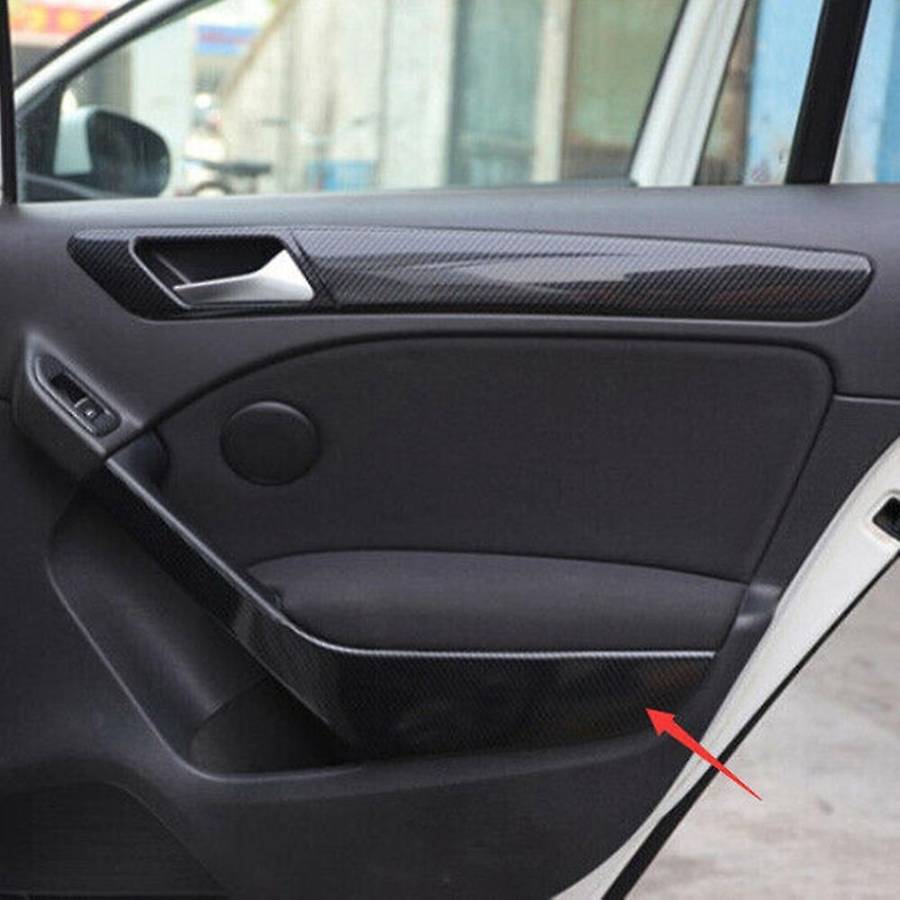 4pcs/lot Car Stickers Abs Carbon Fiber Grain Interior Door Armrest Decoration Cover for Golf 6 Mk6