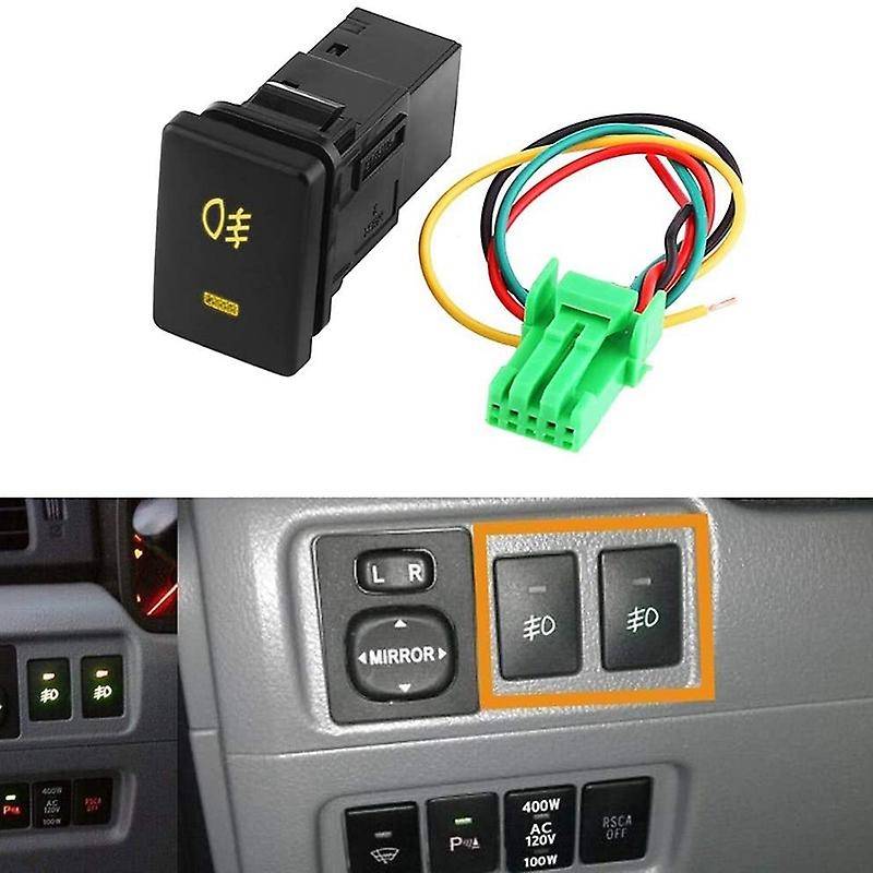 4-Pole 12V Push Button Switch with LED Lights Compatible Fog Lights(33x22mm)