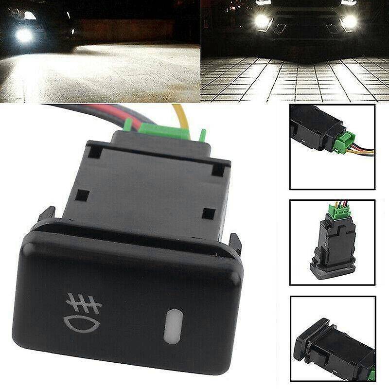 4-Pole 12V Push Button Switch with LED Lights Compatible Fog Lights(33x22mm)