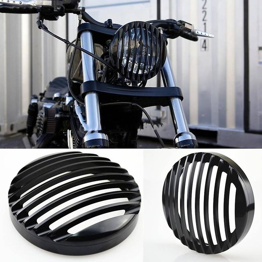 for XL 883 Iron 1200 04-14 Custom XL1200C 1200 Motorcycle 5 3/4inch CNC LED Headlight Grill Cover Ch