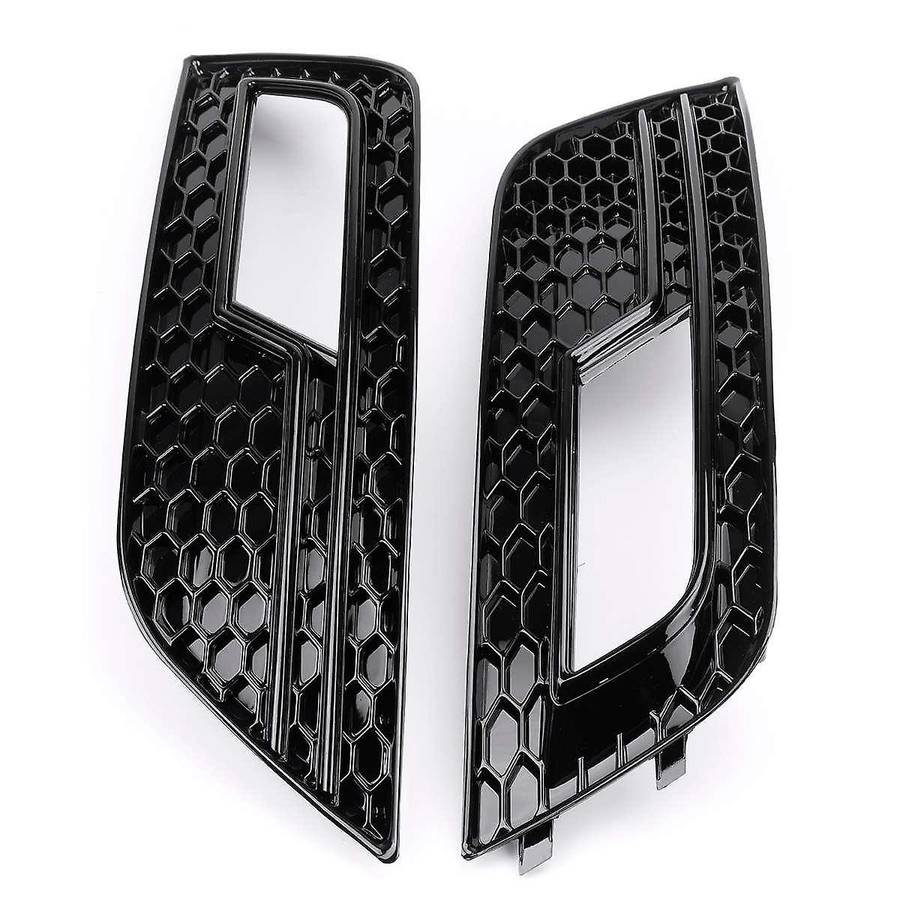 Front Bumper Honeycomb Grill Fog Light Cover for 2013-2016 A4 B8.5 S4 Black 8k0807681 8k0807682