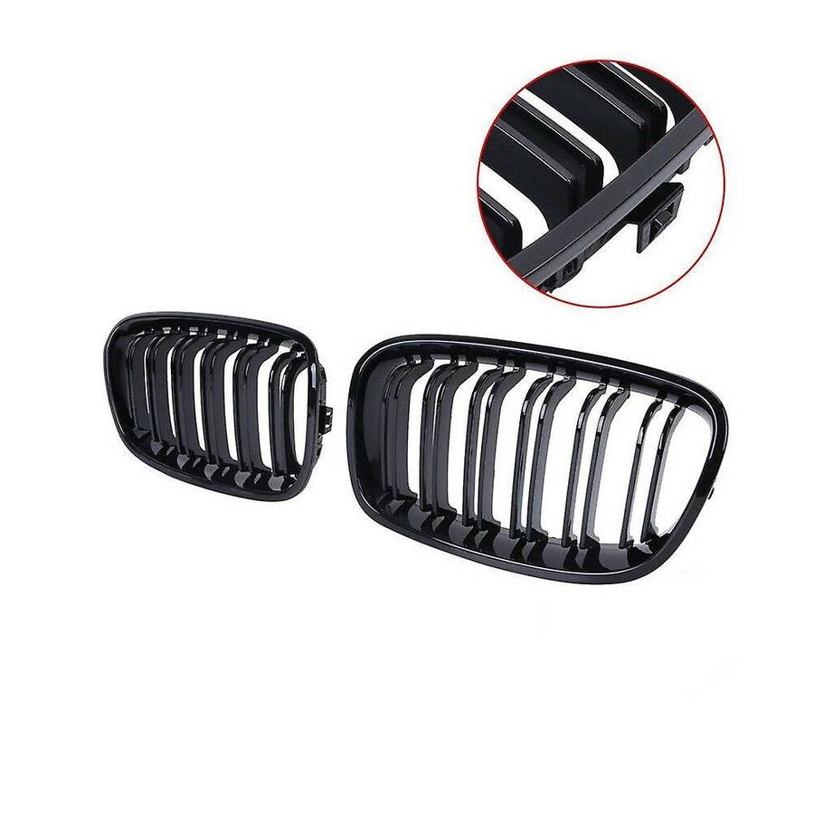 Front Bumper Kidney Double Line Grille Sport Grille Grill Replacement for F20 1 Series 2011-2014 Glo