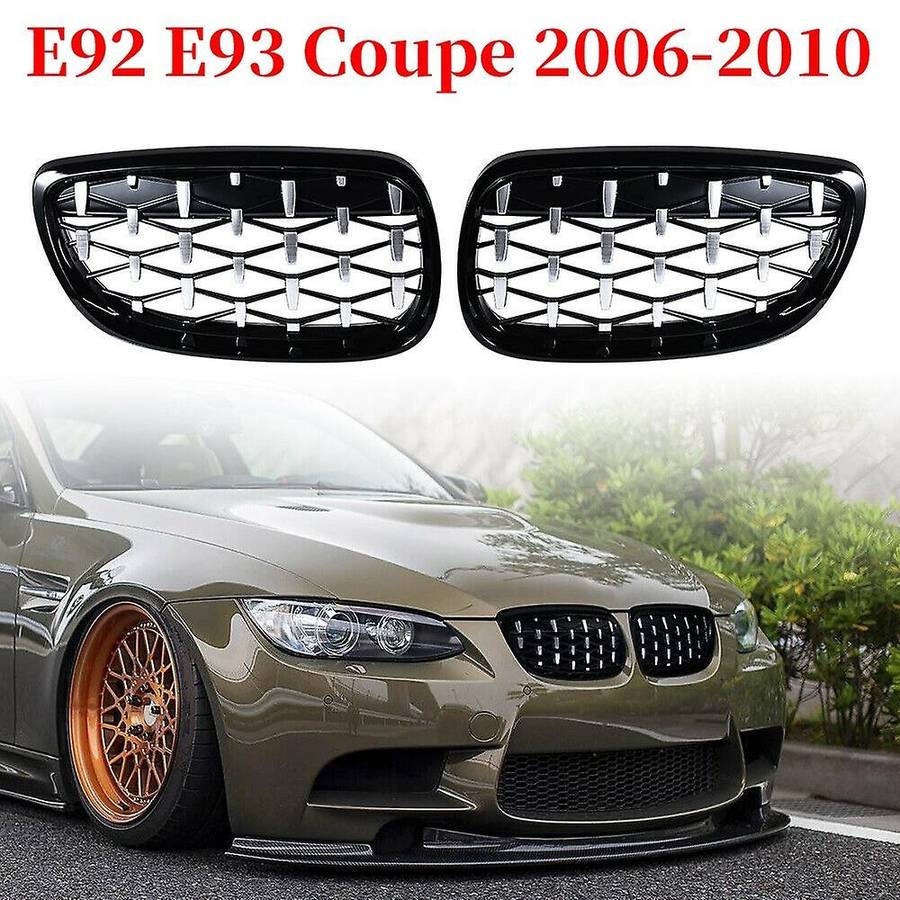 Front Kidney Grill, Front Hood Diamond Grille Meteor Grill for  3 Series E92 E93 Coupe 2006-2010 Glo