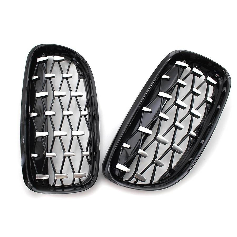 Front Kidney Grill, Front Hood Diamond Grille Meteor Grill for 3 Series E90 E91 2009-2012 Gloss Blac