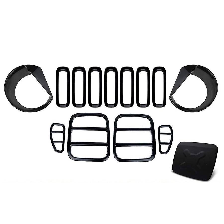 Front Mesh Grilles & Headlight and Taillight Covers & Door Fuel Filler Cap for 2016-2020 Exterior Tr