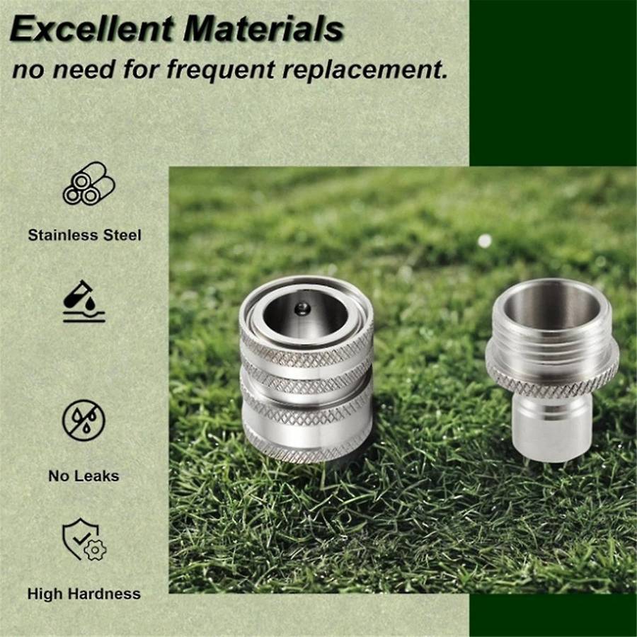 Garden Hose Quick Connect Stainless Steel Water Hose Connector 3/4 Inch GHT Quick Release Connector