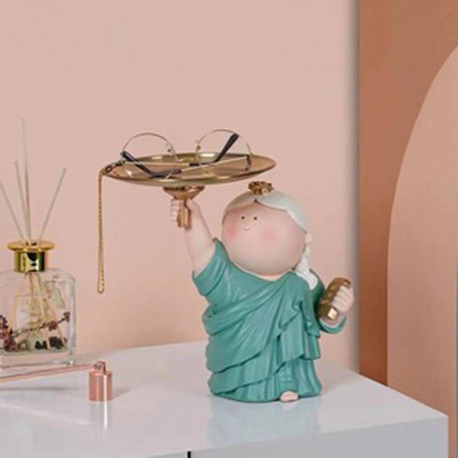 Girl Statue Storage Metal Resin Tray Nordic Home Decoration Living Room Dining Table Decoration Acce