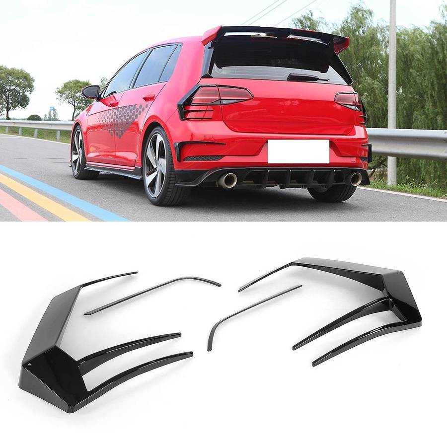 Gloss Black Car Tail Lights Cover Canards Flare Set for Golf MK7.5 GTD R 2017-2020