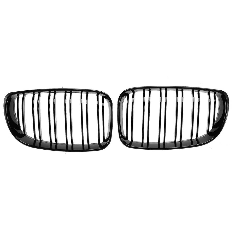 Glossy Black Dual Slats Front Kidney Grille Grill Replacement