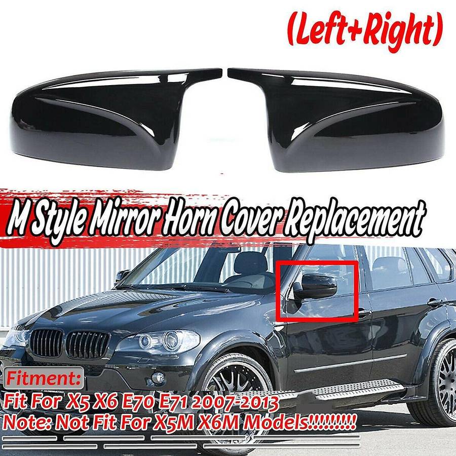 Glossy Black Rearview Side Mirror Cover for - X5 E70 X6 E71 2008-2013 Side Door Rearview Cover Caps