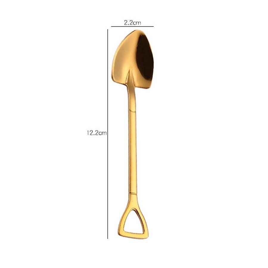 Gold stainless steel 304 small shovel spoon design gold-plated tableware coffee spoon ice cream soup