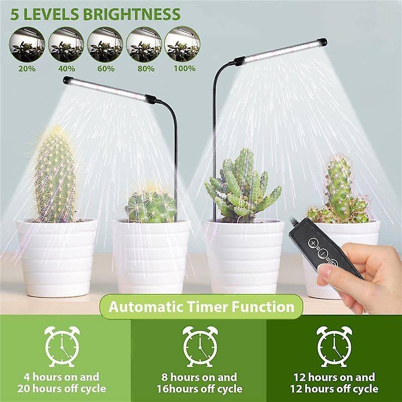 Grow Light for Indoor Plants Growing, 6000k Full Spectrum Gooseneck Plant Lamp for Seedings Succulen