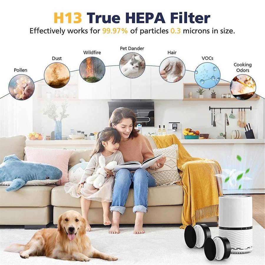-H132 Replacement Filter for -H132 Air Purifier Filter 3-In-1 H13 True HEPA Filter Part -H132-RF