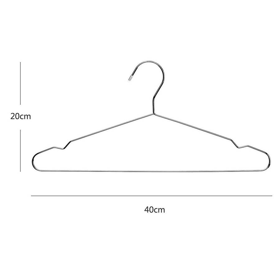 Hangers Stainless Steel 40 cm 20Pcs Hangers for Clothes Standard Notched Hanger Space Saving