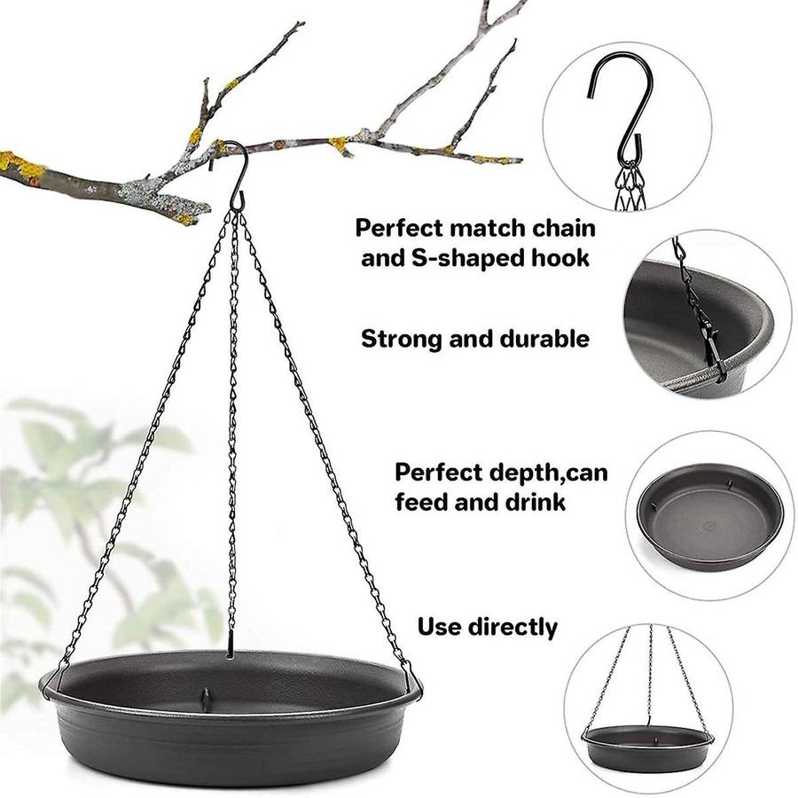 Hanging Bird Bath Hanging Bird Feeder Round Tray Thickened Resin Tray Deep Water Tray Bird Feeder Fe