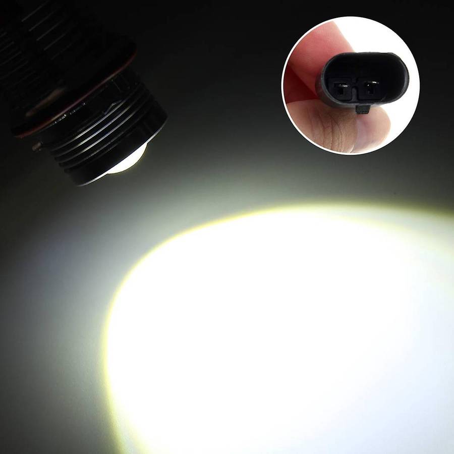 Headlight Bulbs,2Pcs 60W 12 LED White Angel Eyes LED Marker Ring Light Bulb for E39 E53 X5 E60 E61 E